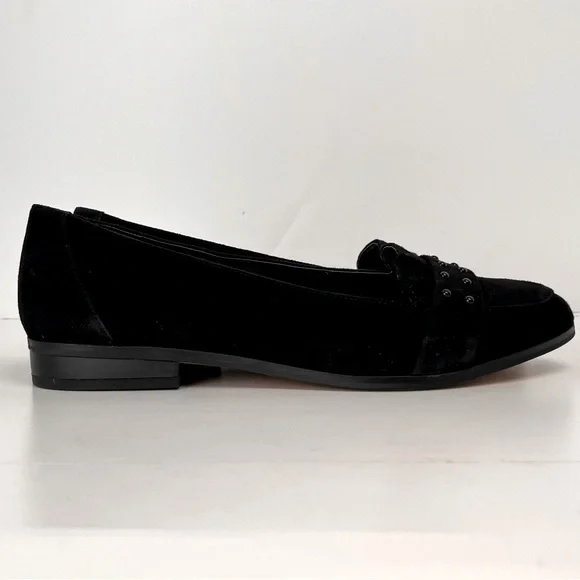 Anne Klein Shoe Size 9 Flat Loafer Black Suede Leather I-Flex AK7DYAMOND EUC - Picture 5 of 12